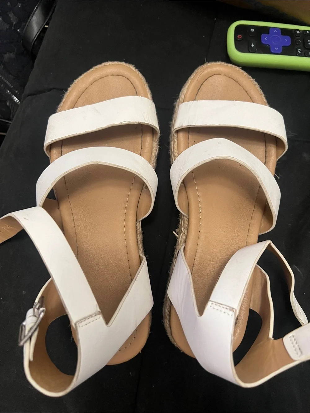 Kids White Strappy Espadrille Sandals with Ankle Buckle